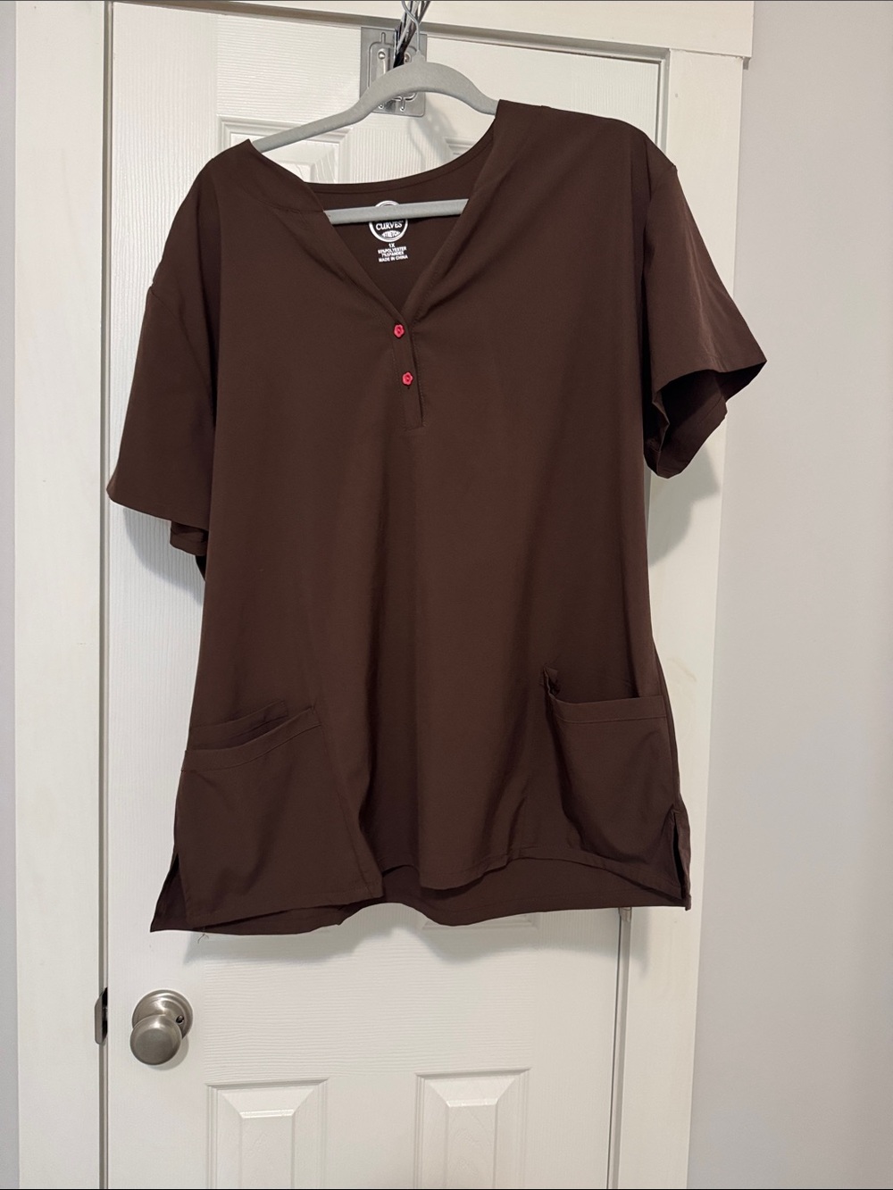 Cherokee Brown Short-Sleeve V-Neck Utility Top